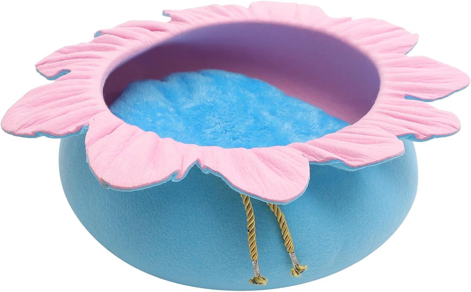 Alipis Cat Nest and Dog Cushion Flower-Shaped Felt Pet Bed with Petal Edge Breathable Soft Mat for All-Season Indoor Use Blue and Pink Color Options Random Color