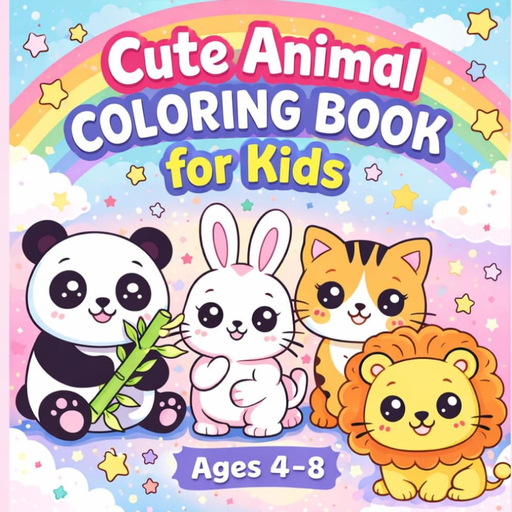 Cute Kawaii Animals Coloring Book for Kids: Fun, Easy and Adorable Coloring Pages for Kids