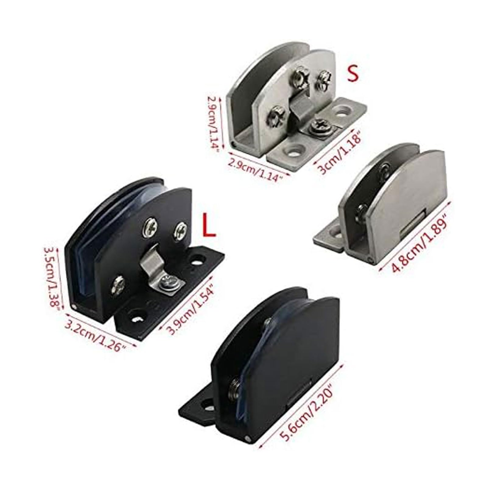 bisagra para puertas de cristal, 2PCS Abrazadera de baño acero inoxidable Sin perforación Bisagra