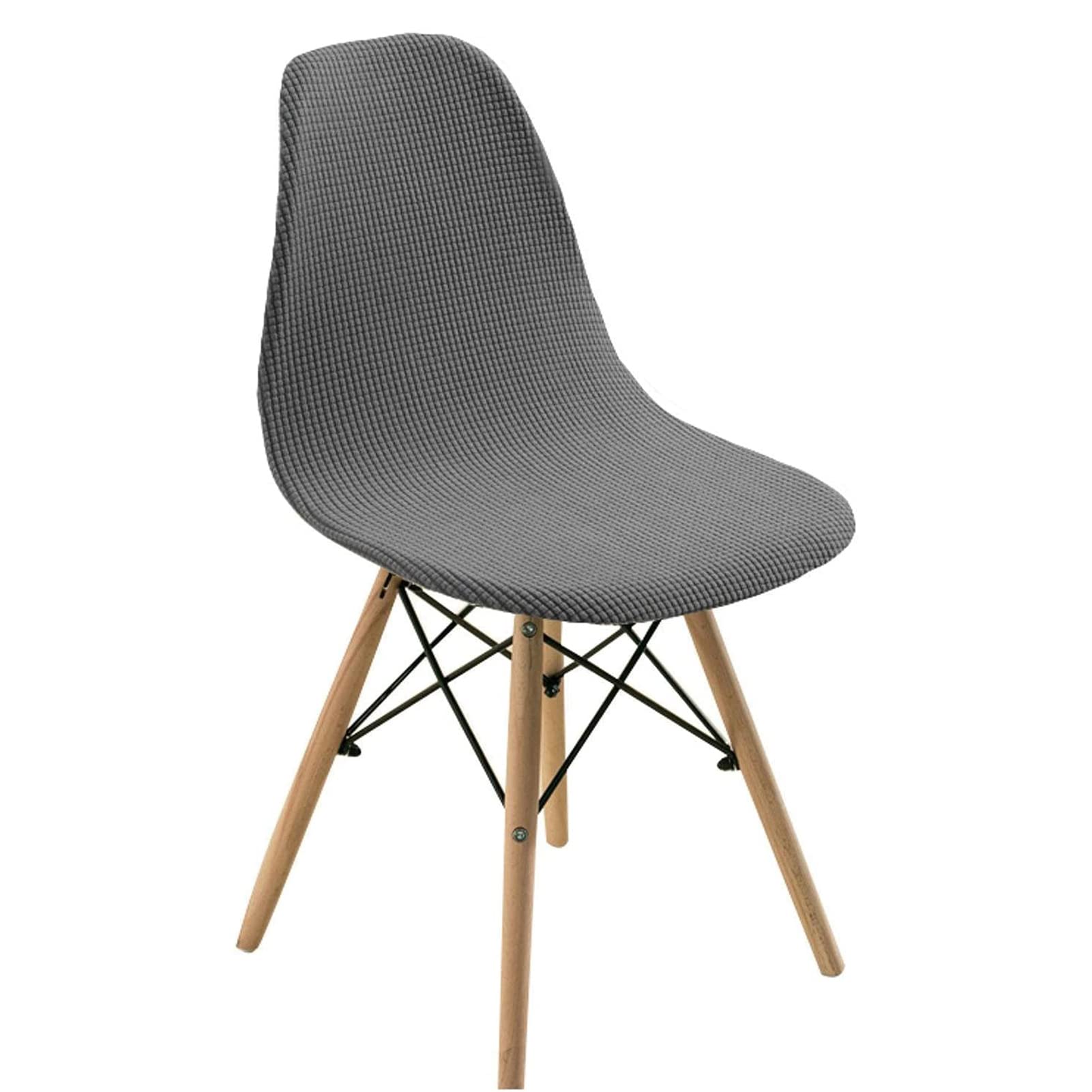 Stretch Dining Chair Covers, Set of 2/4/6 Pcs Removable Washable Scandinavian Chair Slipcovers Shell Side Armless Chair Covers for Kitchen, Dining, Bedroom, Living Room Side Chairs (Grey,4 Pcs)