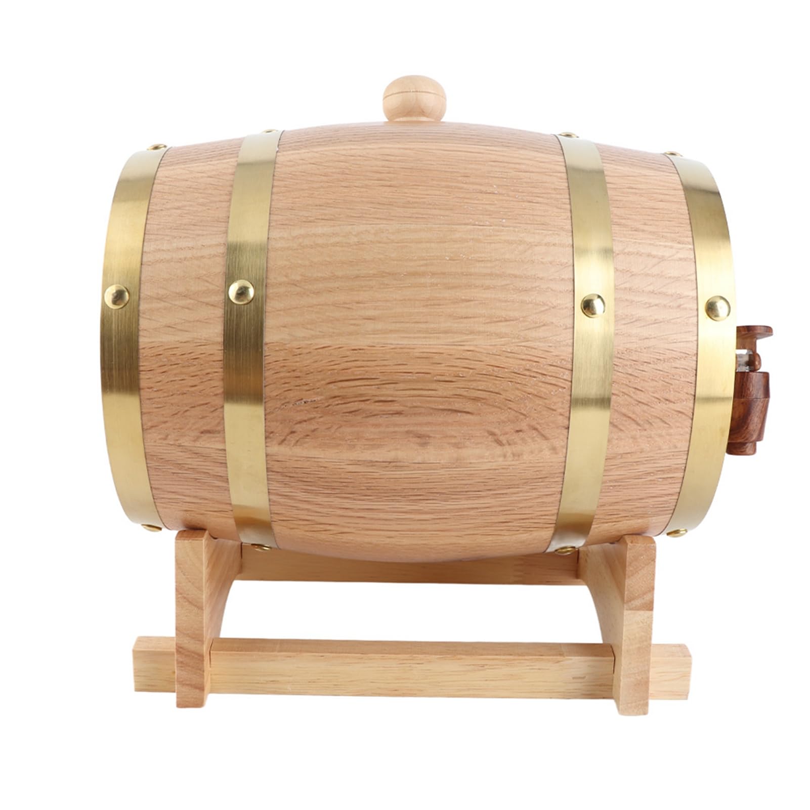 Rengue Botte di Whisky in Quercia da 3 Litri, Dispenser per Vino in Legno Vintage con Supporto per Conservare Vino Whisky Bourbon Tequila Rum