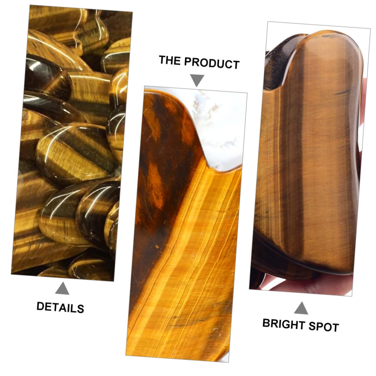 KOMBIUDA 3pezzi Tiger's Eye Gua Sha Board Strumento Massaggiante Naturale Per Rassodamento Facciale e Trattamenti Di Bellezza Facile Da Usare Per Routine Di Della e Rilassamento Muscolare