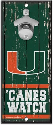 WinCraft NCAA Miami Hurricanes - Abrebotellas de madera de 5 x 11 pulgadas, colores del equipo, 5 x 11 pulgadas