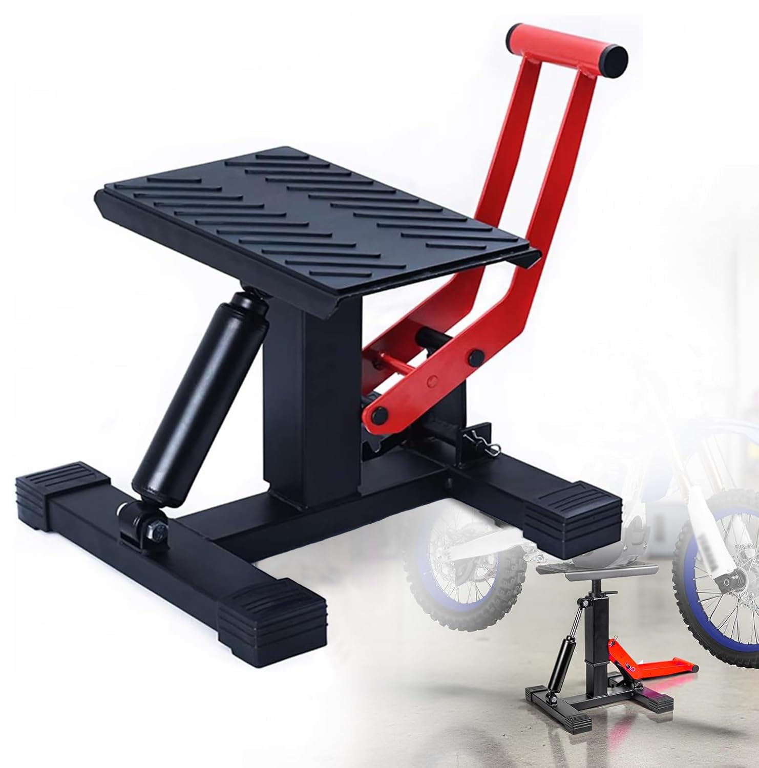 DEONG Motorcycle Dirt Bike Stand Quick Jack Hydraulic Stand, 880 lbs Capacity Adjustable Hydraulic Lift Save Effort Hoist Table Height Lifting Bench, for Dirt Pit Bike Cleaning and Repair