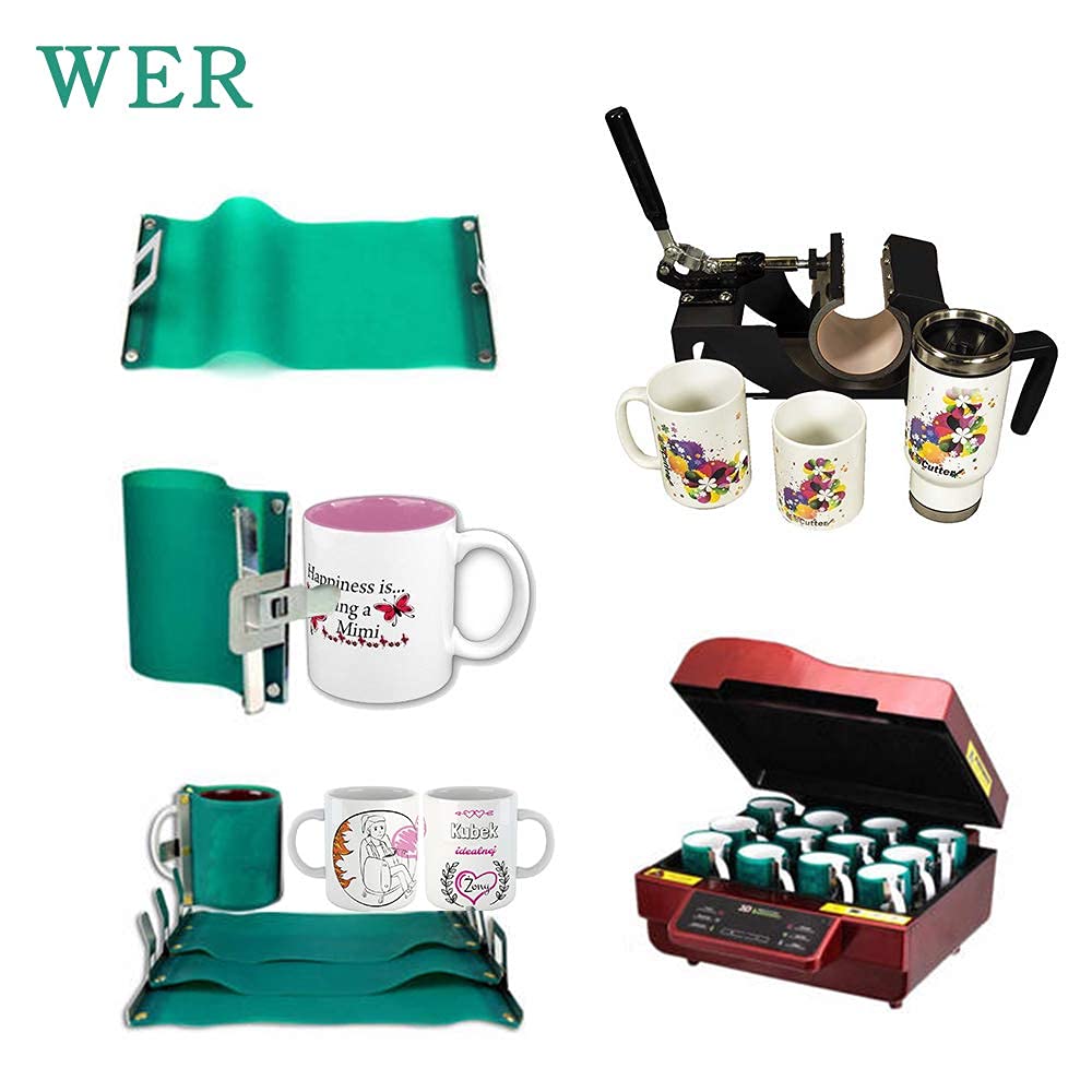 WER Tazza 3D Trasferimento Sublimazione Tazza Silicone Wrap Mug Mold 11oz Cup Clamp Fixture per la Stampa Tazze