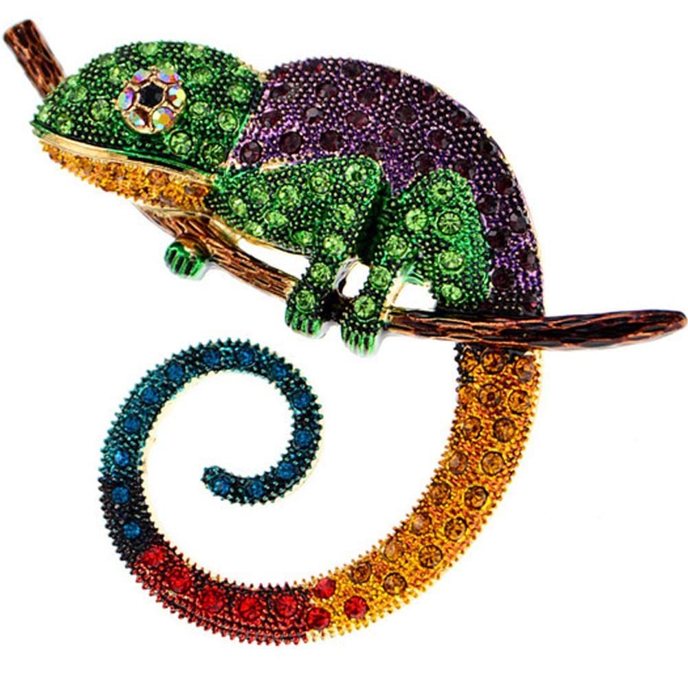 Wudaizhi Multicolour Large Lizard Chameleon Brooch Animal Coat Pin Rhinestone Fashion Jewelry Enamel Accessories Ornaments