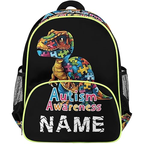 cfpolar Custom Kids Backpack for Boys Girls, Autism Awareness Personalized Name Toddler Backpack 14.2 Inch, Waterproof Casual Daypack Preschool Kindergarten School Bookbag D01 Cover