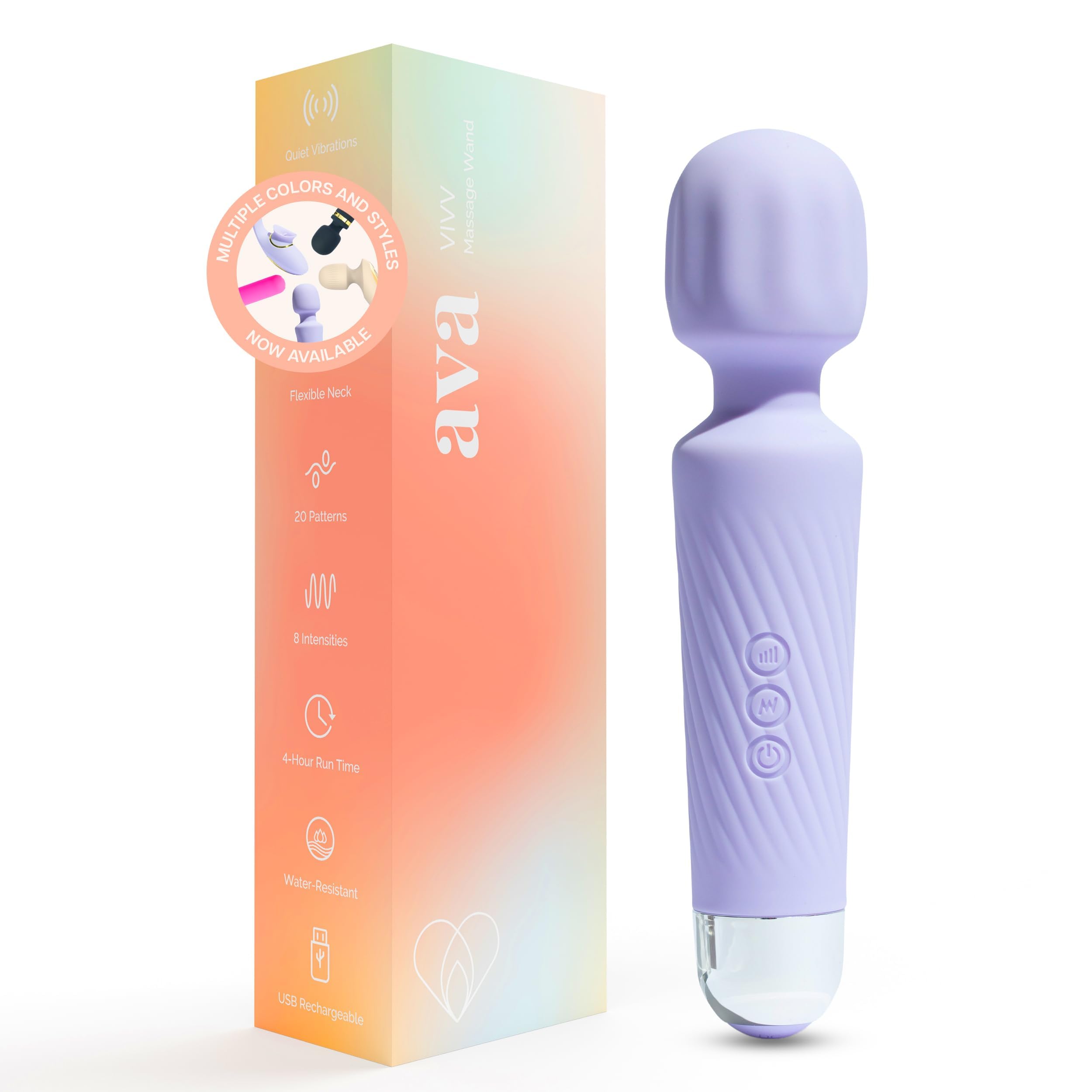 Vibrador Ava para mujer, batería de 4 horas de duración, resistente al agua, de silicona segura para el cuerpo, juguete sexual con 20 patrones, 8 velocidades, estimulador de clítoris, juguetes sexuales para adultos, regalo discreto.