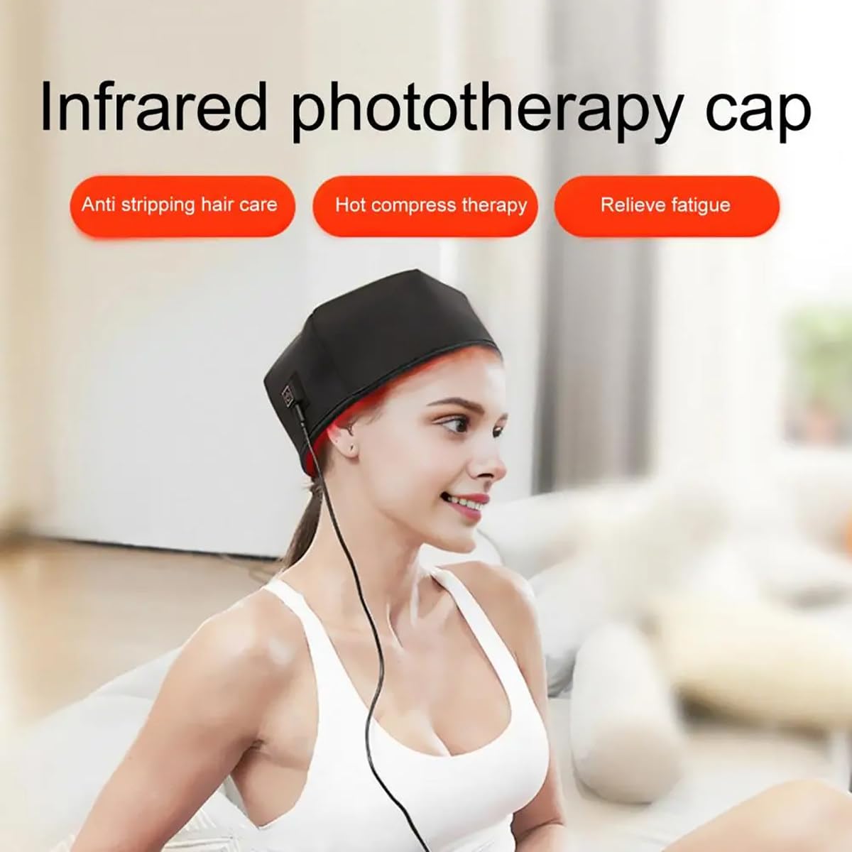 Hair Growth Cap, Casco Para El Crecimiento Del Cabello, Gorro De Crecimiento Del Cabello De Doble Longitud De Onda De 660 Nm Y 850 Nm Con 120 Led, Mejora La Salud Del Cuero Cabelludo,Black
