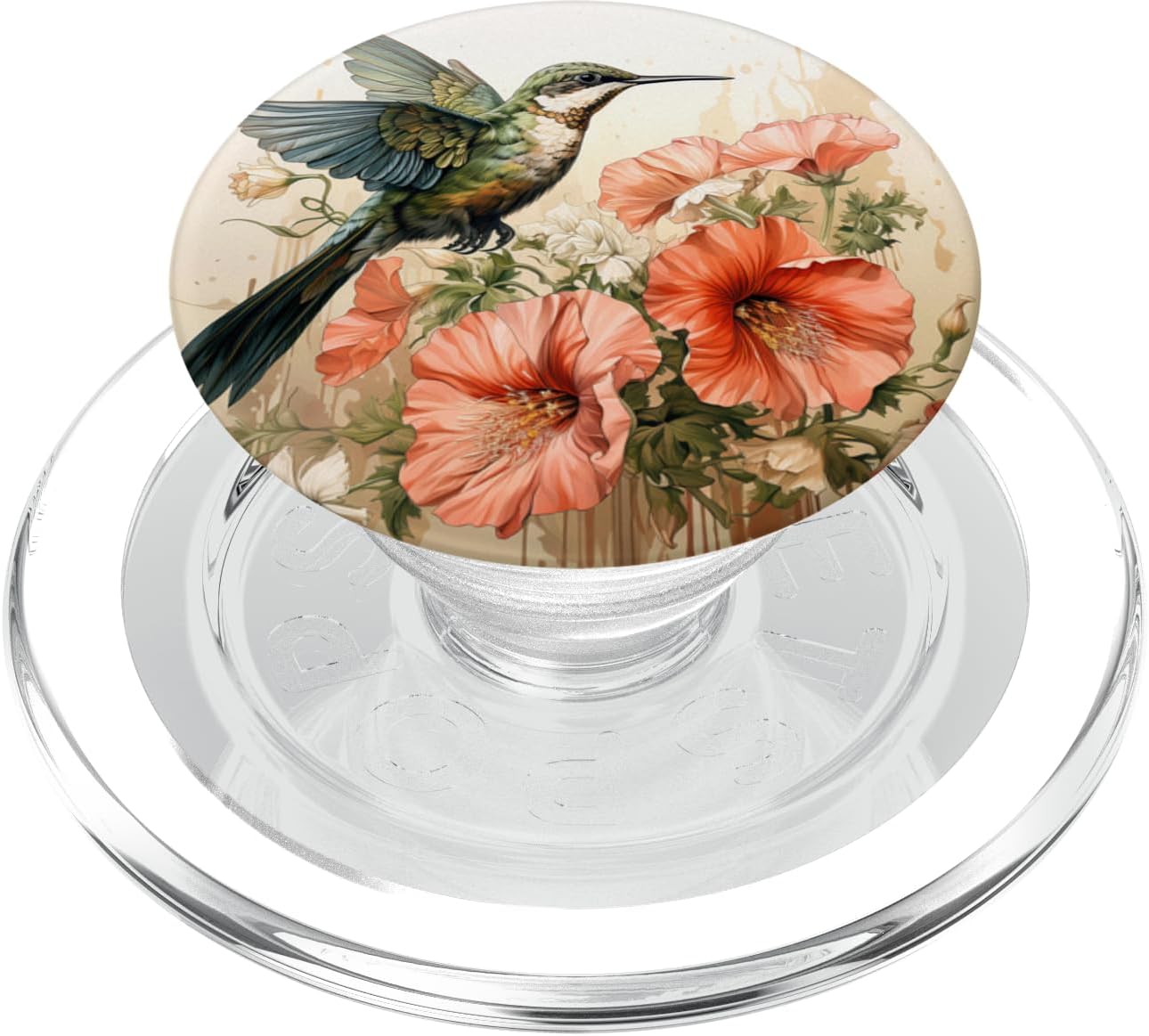 Hummingbird Cottagecore Botanical Flowers Graphic PopSockets PopGrip for MagSafe