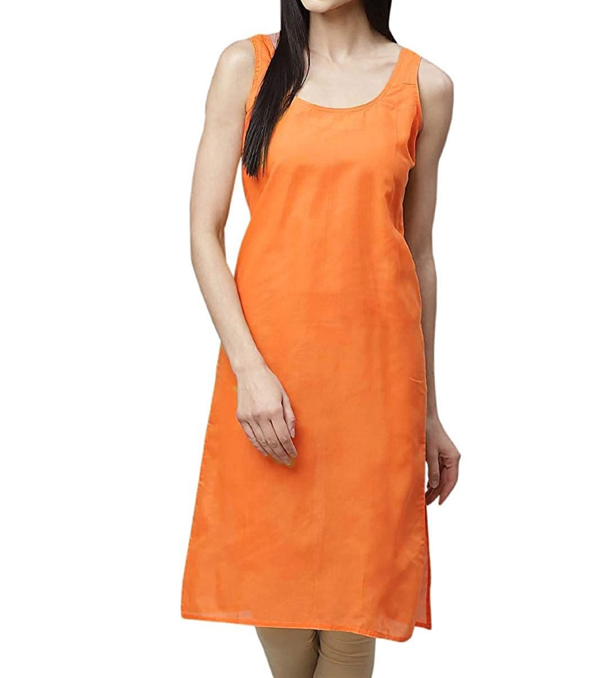Orange Color Cotton Camisole Inner Wear for Kurti, Women's Cotton Long Camisole for Kurti, Suit Slips for Women-picture-53