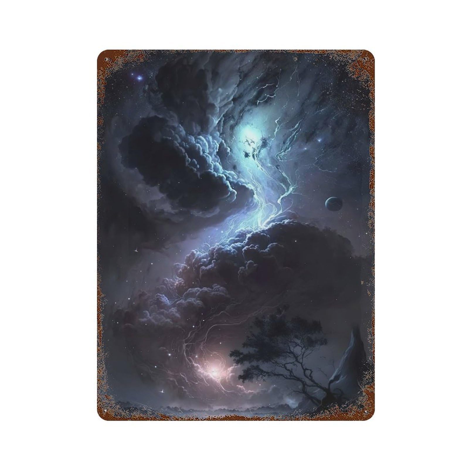 Cosmos Universe 6 Rust Effect Tin Sign 15.7"x11.8", Ideal for Cafe, Home Bar And Lounge Decor