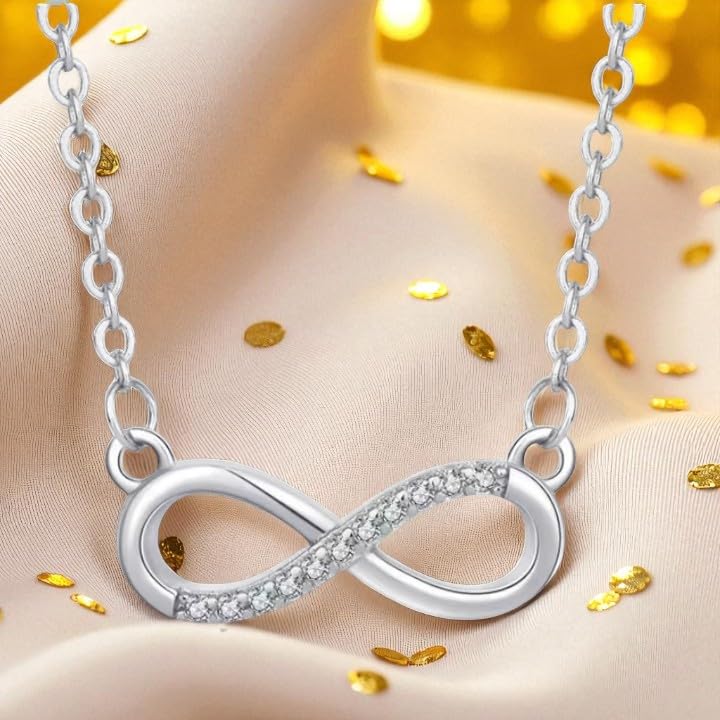 Image of Nilu's Collection Infinity Shape Cubic Zirconia Diamond Bracelet for Women Jewelry for Gift, Adjustable Charm Bracelet