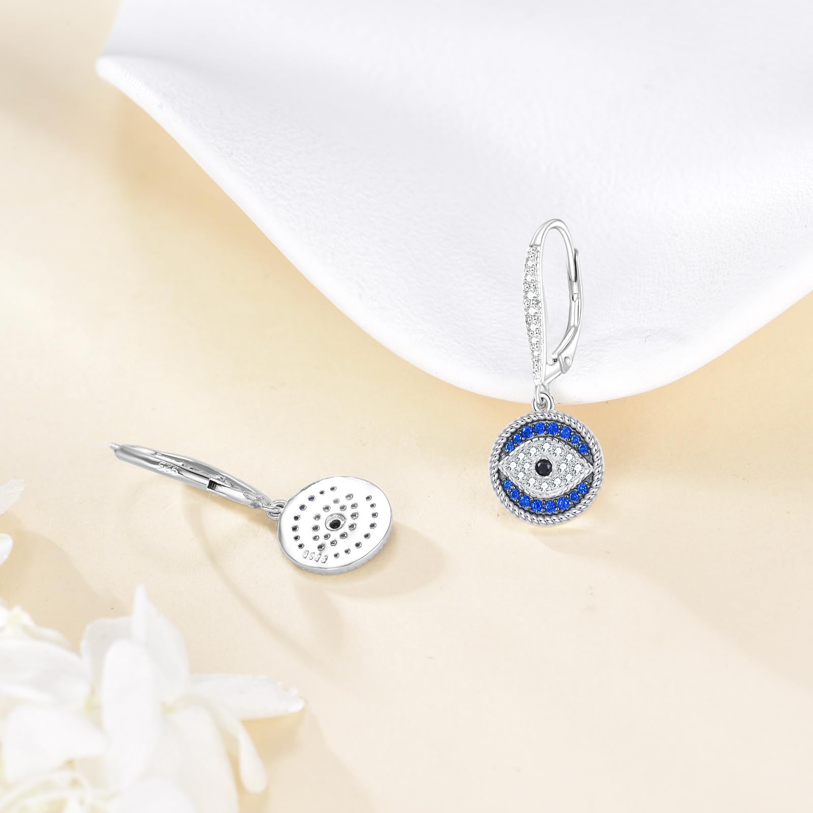 AXELUNA Pendientes de mal de ojo para mujer, de plata de ley, con diseño de ojo minimalista, regalos de joyería