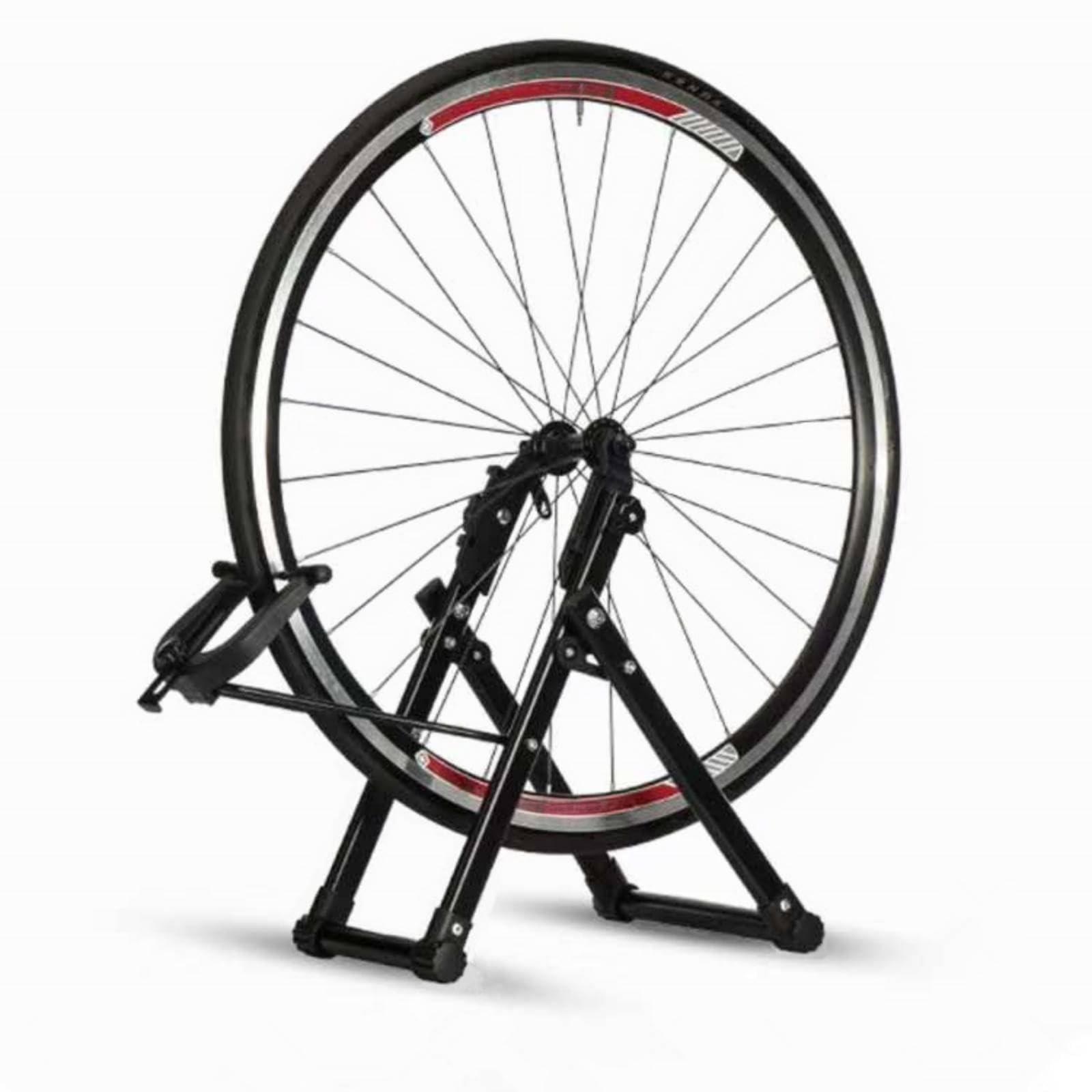 Caballete de Bicicleta Soporte de Ajuste Rueda Alineación Mantenimiento con Fijación por Tornillo y Brazos Regulables de Aleación de Aluminio Plegable