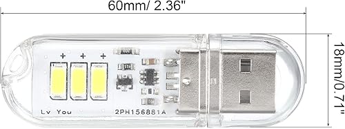 Miniatura 2 de PATIKIL 6000-6500K Mini luz LED USB, paquete de 2 unidades de 0.5 W portátil táctil noche LED Stick módulo de lámpara delgada para camping teclado