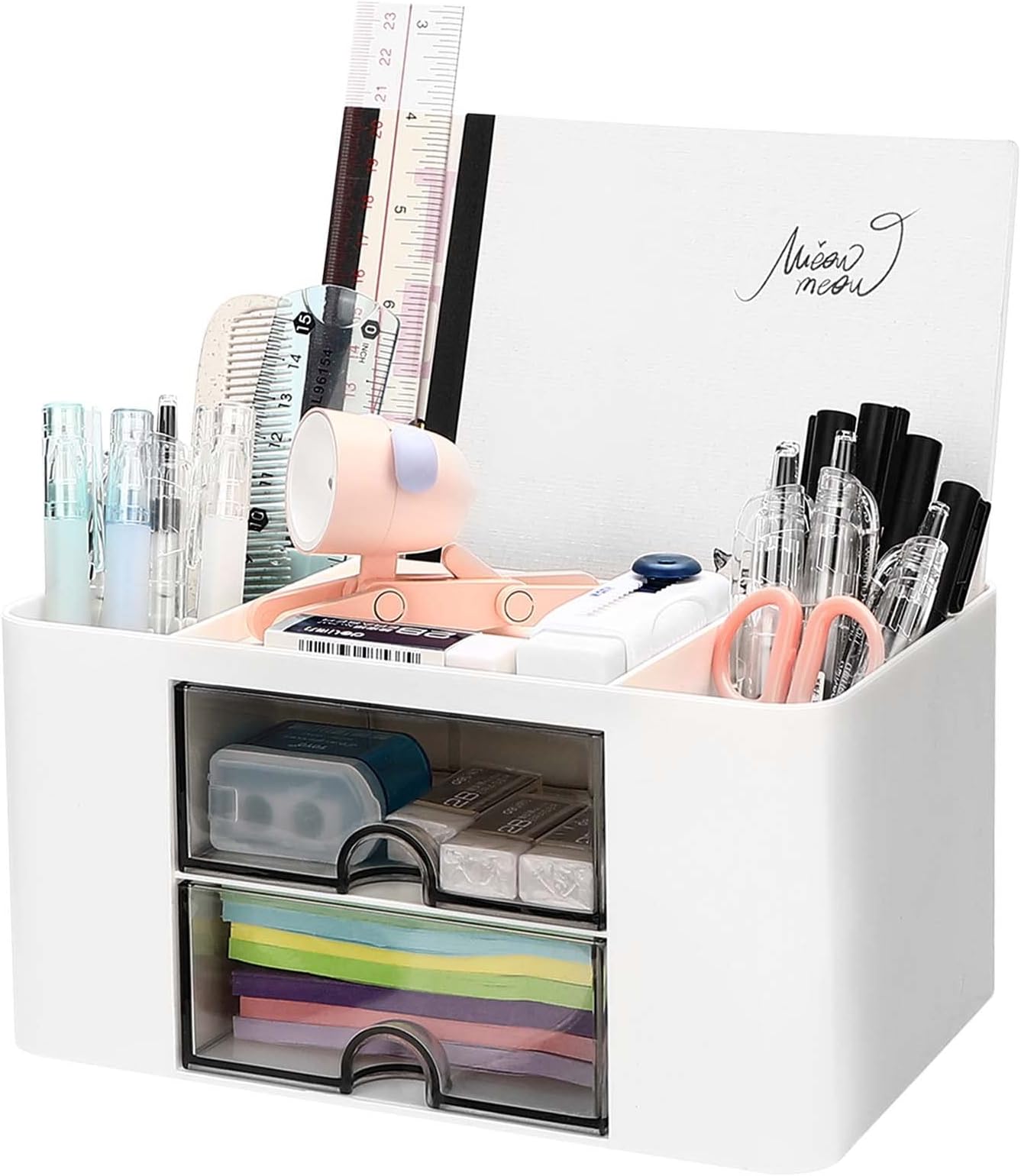 Schreibtisch Organizer Mit 6 Fächern & 2 Schubladen - Grauer Aufbewahrungsprofi