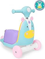 Skip Hop Unicorn 3-in-1 Baby Push Walker Ride-On Scooter Toy - Activity Wagon for Toddlers 1-3 Years