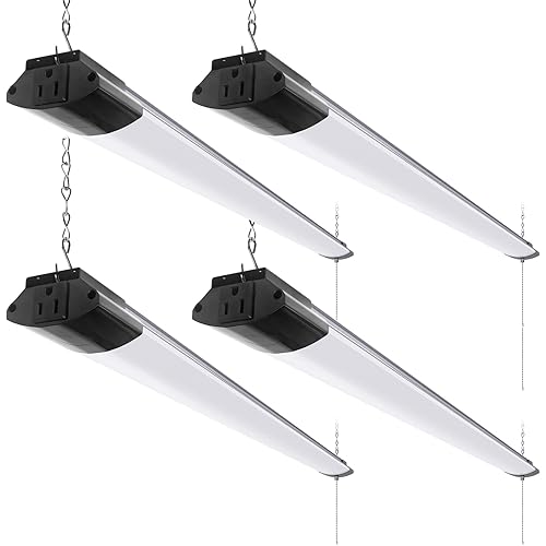 Barrina BS84 LED Shop Lights for Workshop 4FT, 84W, 10000LM, 5000K Linkable Light Fixture for Garage, Basement, Hanging or Flush Mount, ETL, 4 Packs