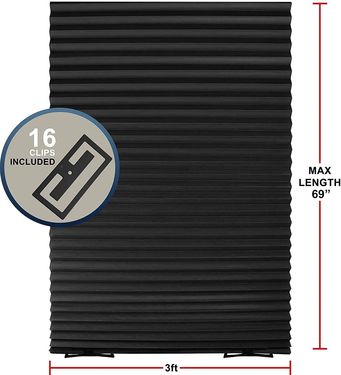 Blackout Pleated Temporary Paper Shades (6 Pack) 36" x 69" Cut to Size Room Darkening Cordless Blinds Light Filtering Easy Install No Tools