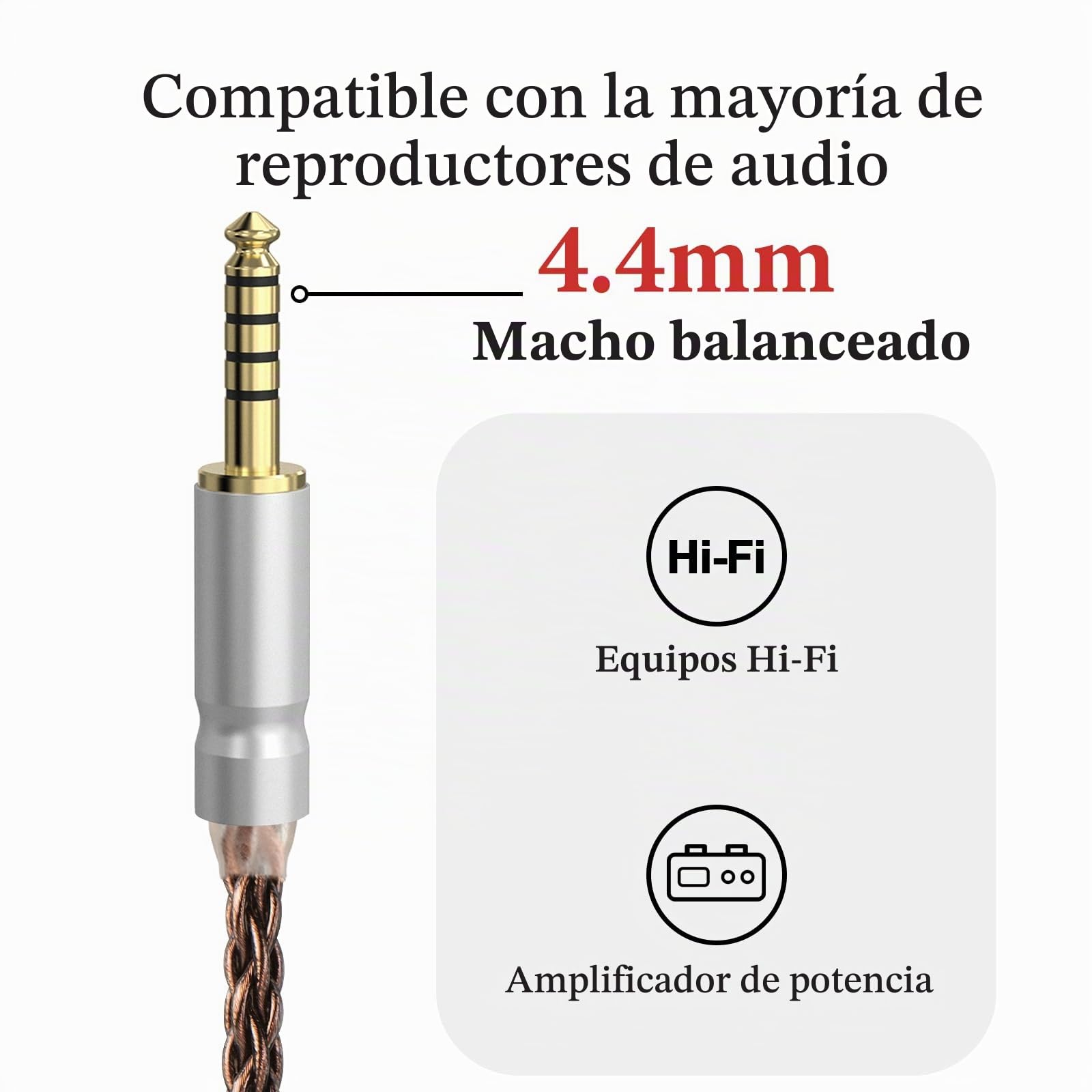 Geekria Audio Apollo Upgrade compatible con Sennheiser HD 600 650, HD 660S2, HD 6XX, cable de auriculares de repuesto de 4,4 mm a 2 pines para audio de alta definición (4,9 pies / 1,5 m)
