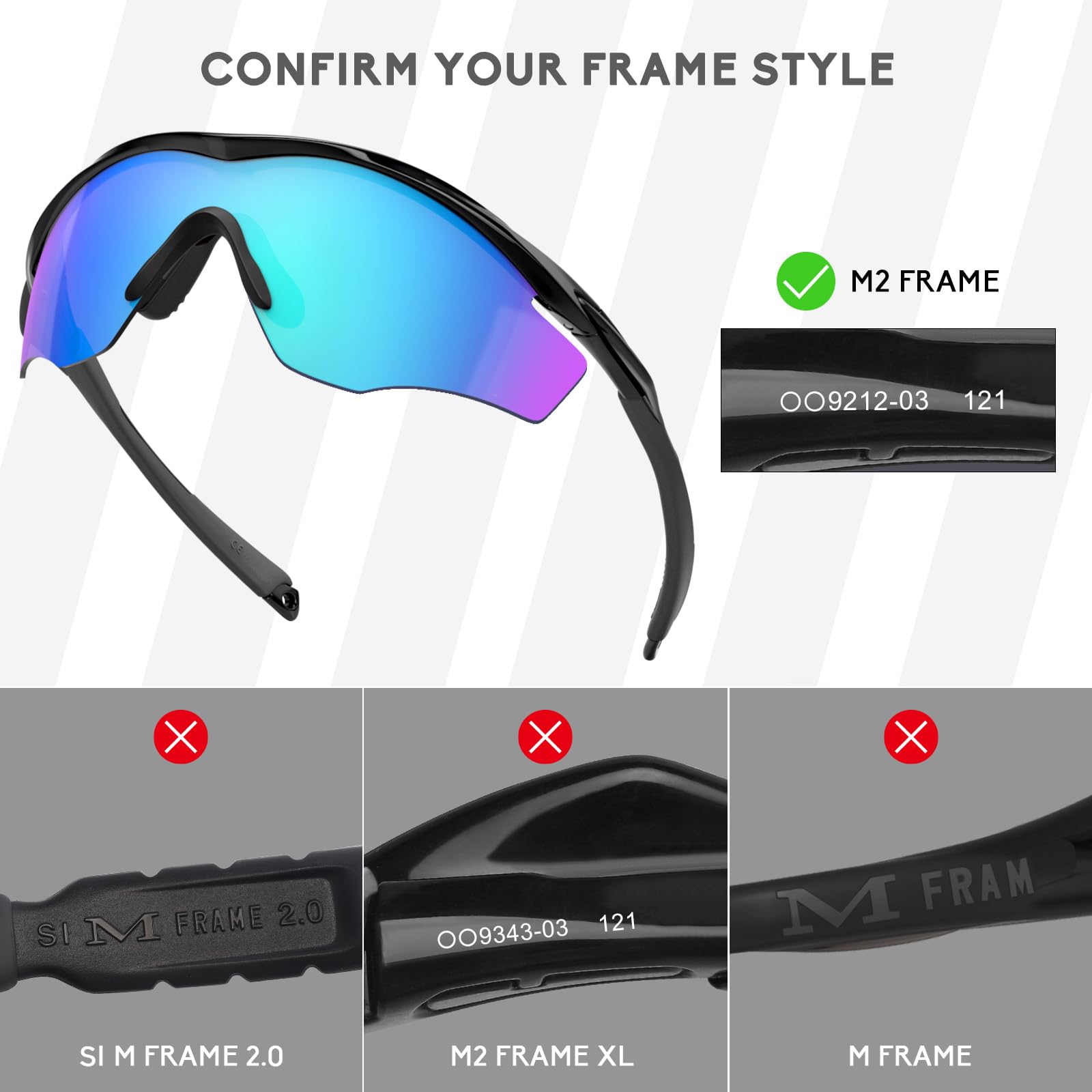 Lenti di ricambio polarizzate per occhiali da sole Oakley M2 Frame OO9212, antigraffio e resistenti agli urti, 5 pezzi