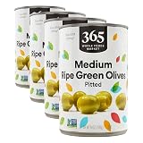 365 by Whole Foods Market, Ripe Green Pitted Olives, 6 Ounce (Pack of 4)