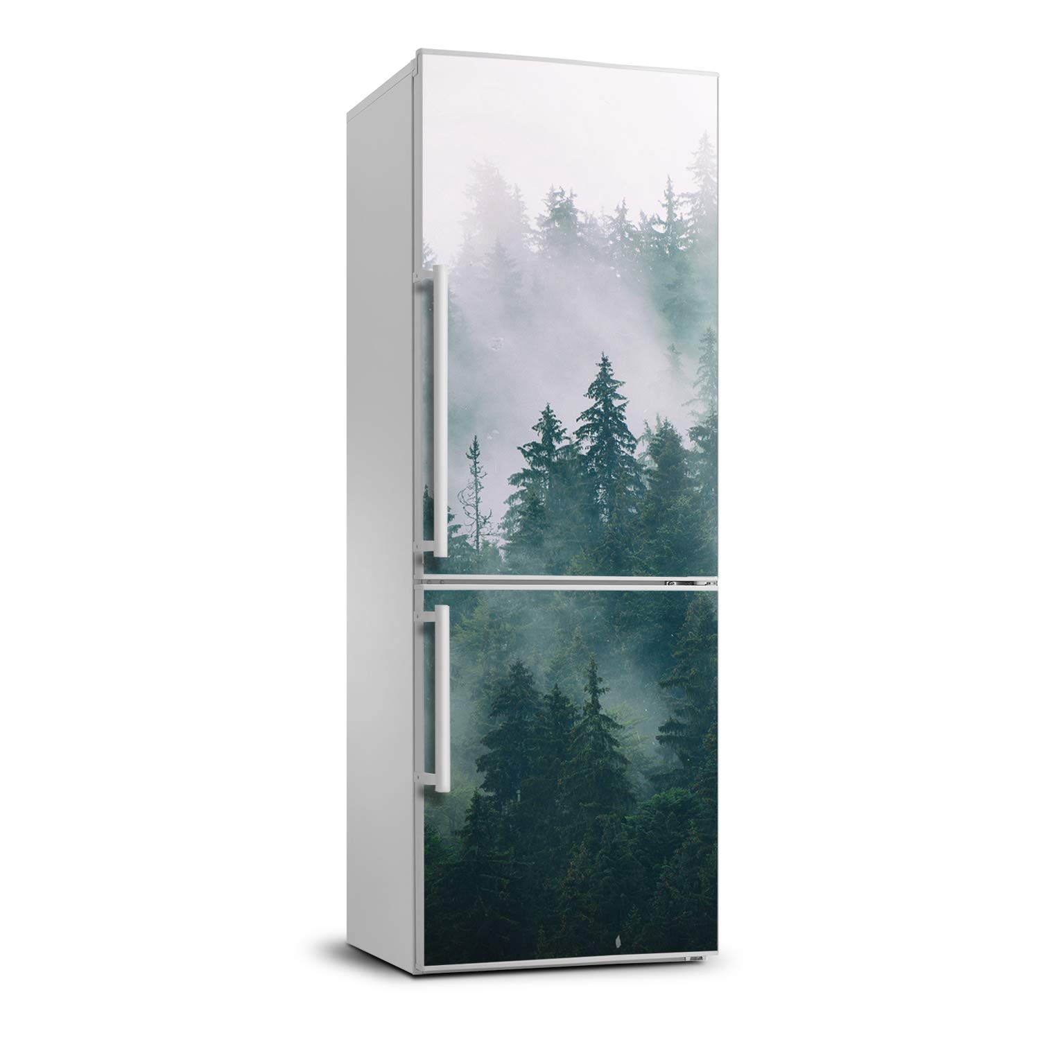 Autocollant frigo 60x180cm sticker de réfrigérateur adhésif décoration cuisine forêt brumeuse