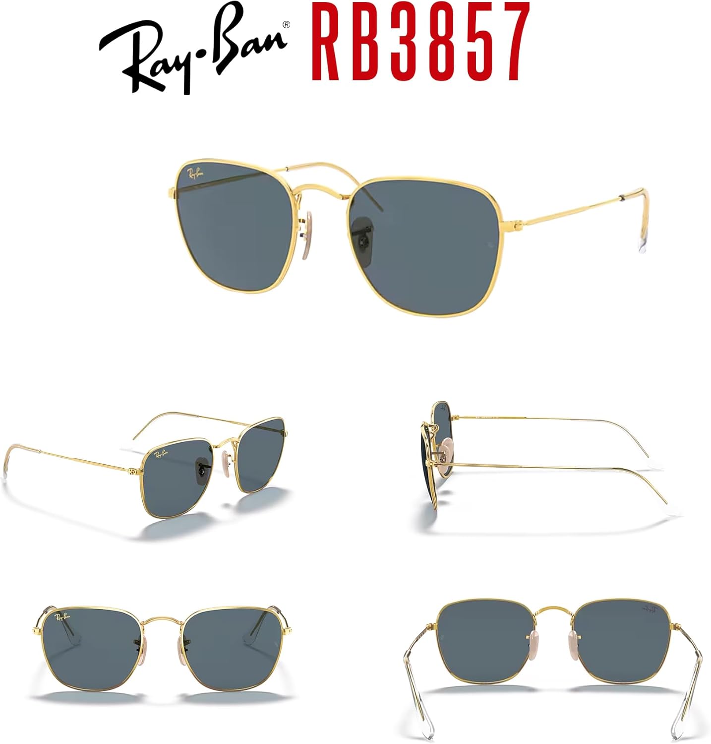 Ray-Ban Frank RB3857 Square Sunglasses for Men for Women +BUNDLE with ACCESSORY EYEWEAR KIT