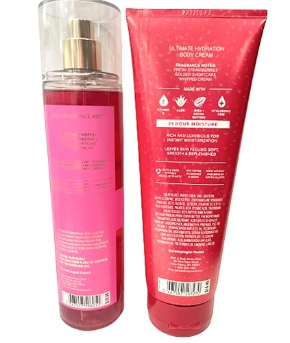 Miniatura 2 de Bath & Body Works - Pastel de fresa - Paquete de 2 piezas - Bruma de fragancia fina y crema corporal de hidratación definitiva (el diseño del