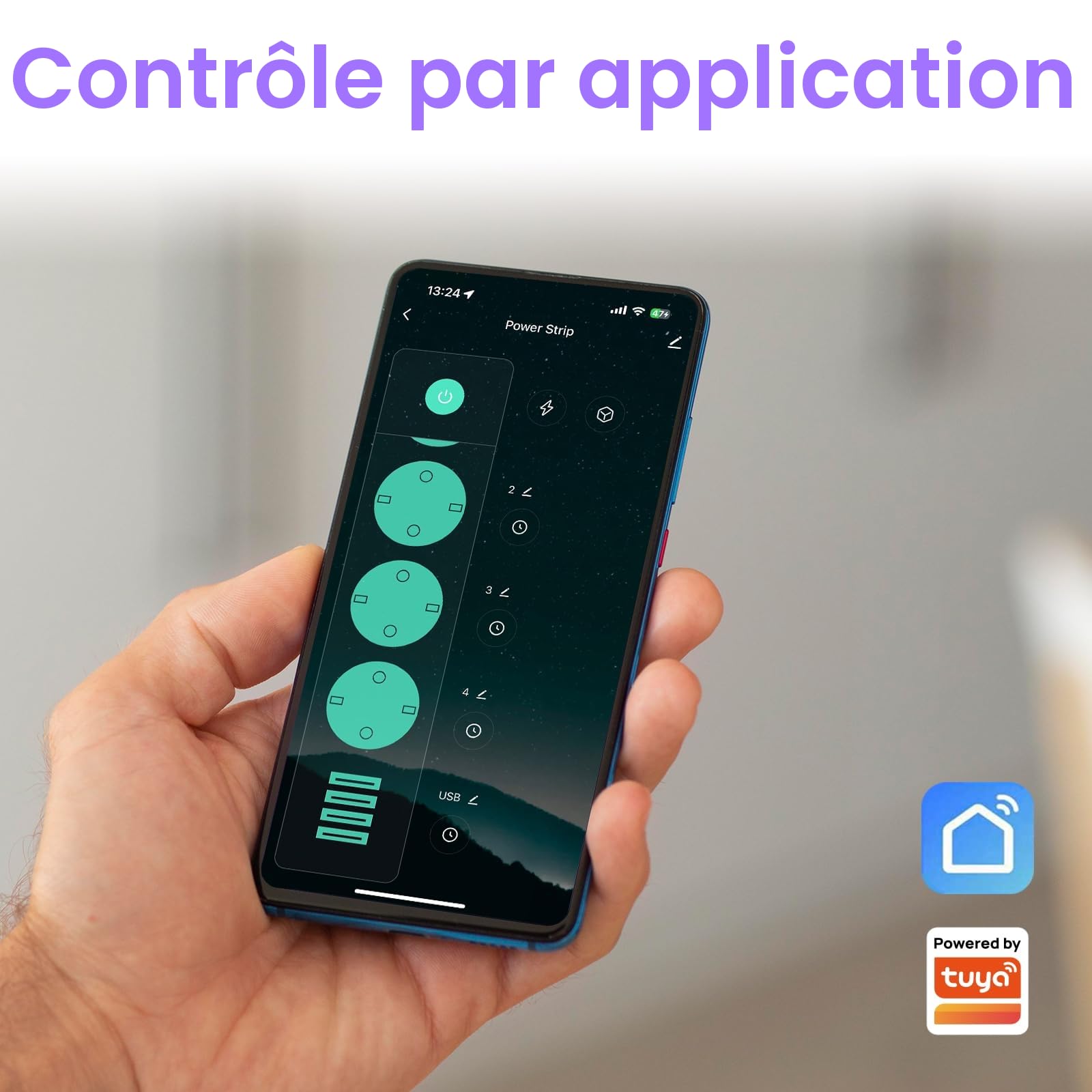ANTELA Multiprise Connectée WiFi 16A 4 Prises 2 USB A/2 Type-C | Prise Intelligente Mesure de Consommation Électrique, Compatible avec Alexa/Google Home, Smart Life APP, Fonction de Temps