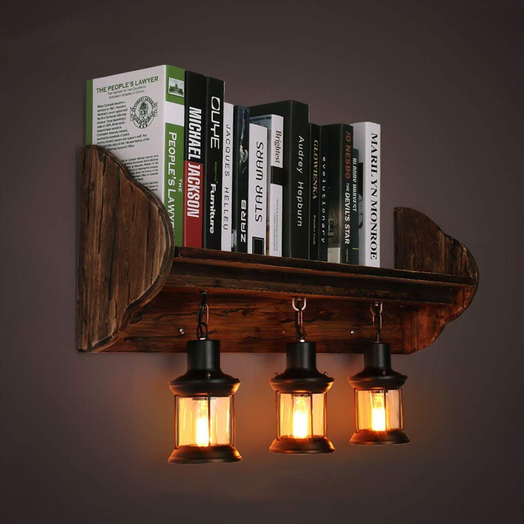 MultifunctionBarbecue BBQ Wall lamp Retro Shelf, Creative Cafe bar loft The Bedside Night from Solid Wood Wall lamp Shelf with 3 seat 89 * 49cm Fashion.z (Size: 89 * 49cm),Colour:89 * 49cm (Color : 89 * 49cm)