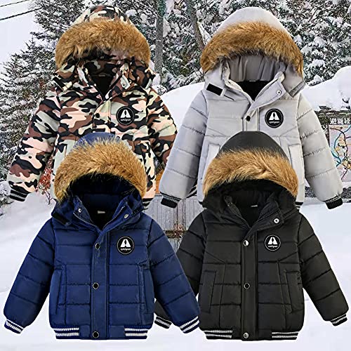 Baby Boys Girls Winter Thick Hooded Down Jacket Warm Snow Jacket Winter Outdoor Coat Blue 1-2 Years #TOP2