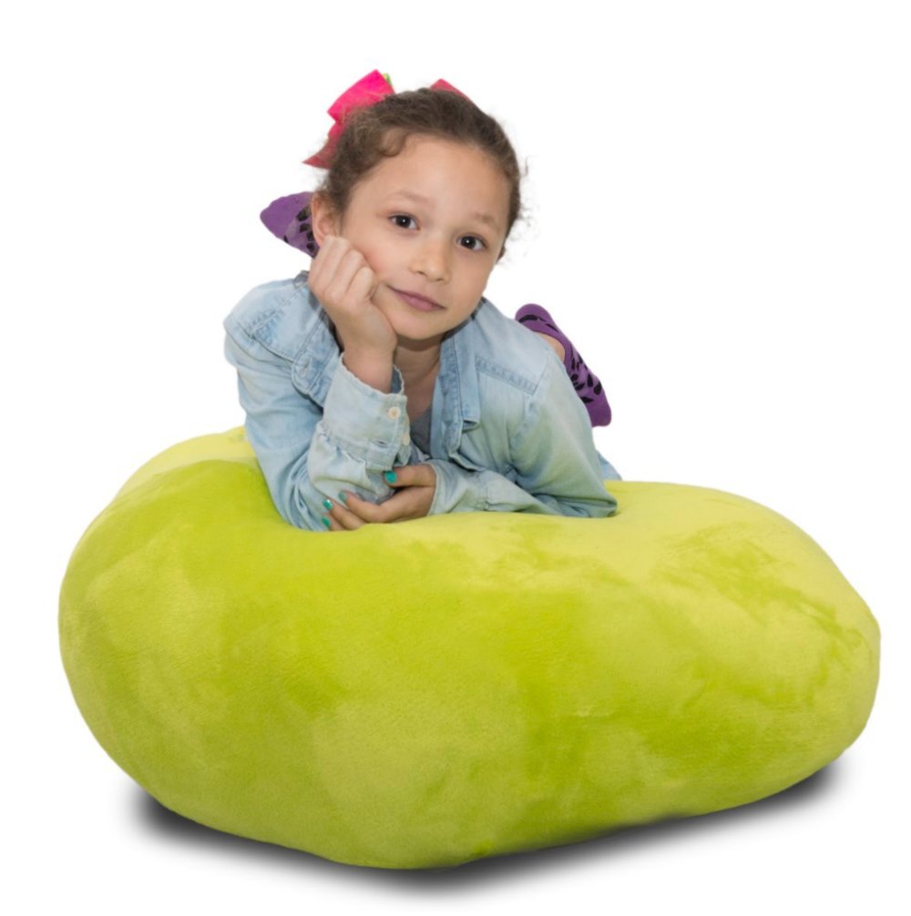 Softest Stuffed Animal Storage Bean Bag Chair Cover - Comfy Plush Fabric Kids Love - 5 Colors to Blend with Any Decor - Replace Your Mesh Toy Hammock or Net - Store Extra Blankets & Pillows Too