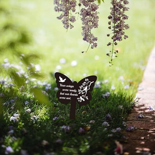 Vista 60 de GLOBLELAND Estaca de jardín con ángulos de mariposa, estaca conmemorativa para cementerio, estaca acrílica para tumba, impermeable, estaca de jardín