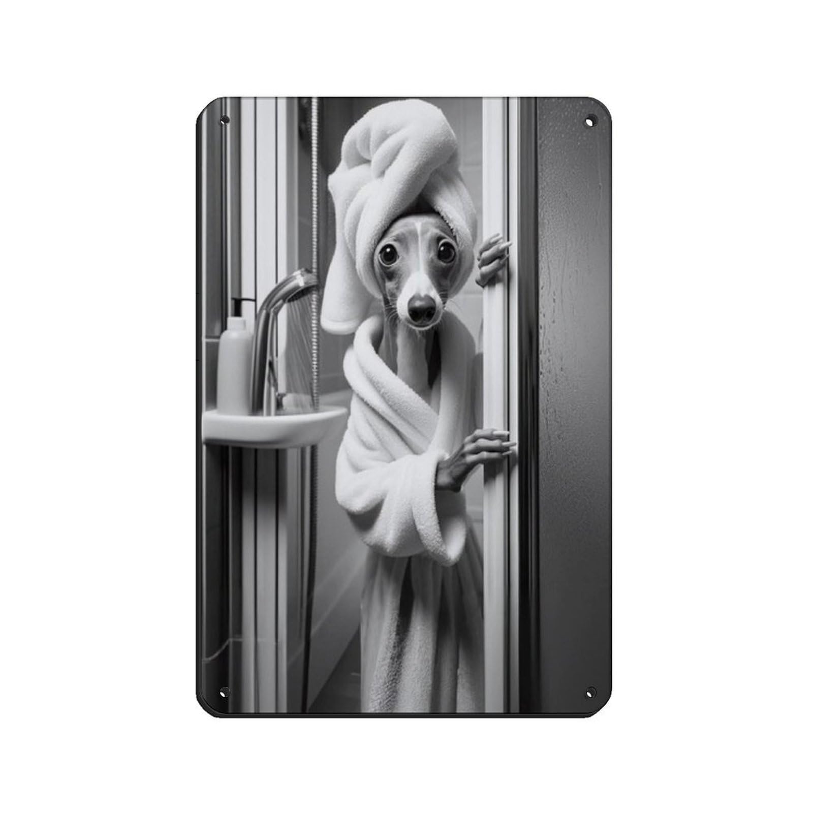 Lxwnze 20L X 30W Cm Italian Greyhound Bathroom Art Poster Retro Poster Metal Tin Sign Chic Art Retro Iron Painting Bar People Cave Cafe Family Garage Poster Wall Decoration 8X12inch(20X30cm)