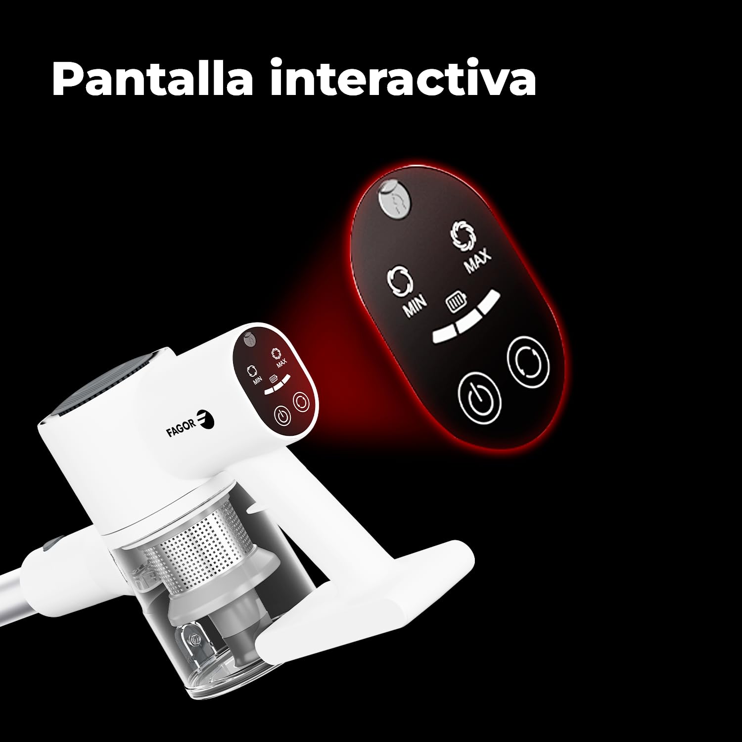 Aspiradora sin Cable Potente para Hogar y Mascotas, Aspirador Escoba 2 en 1 Ligero y Fácil de Manejar, Batería Recargable, para Suelos, Alfombras y Tapicerías, FAGOR Ares Flex