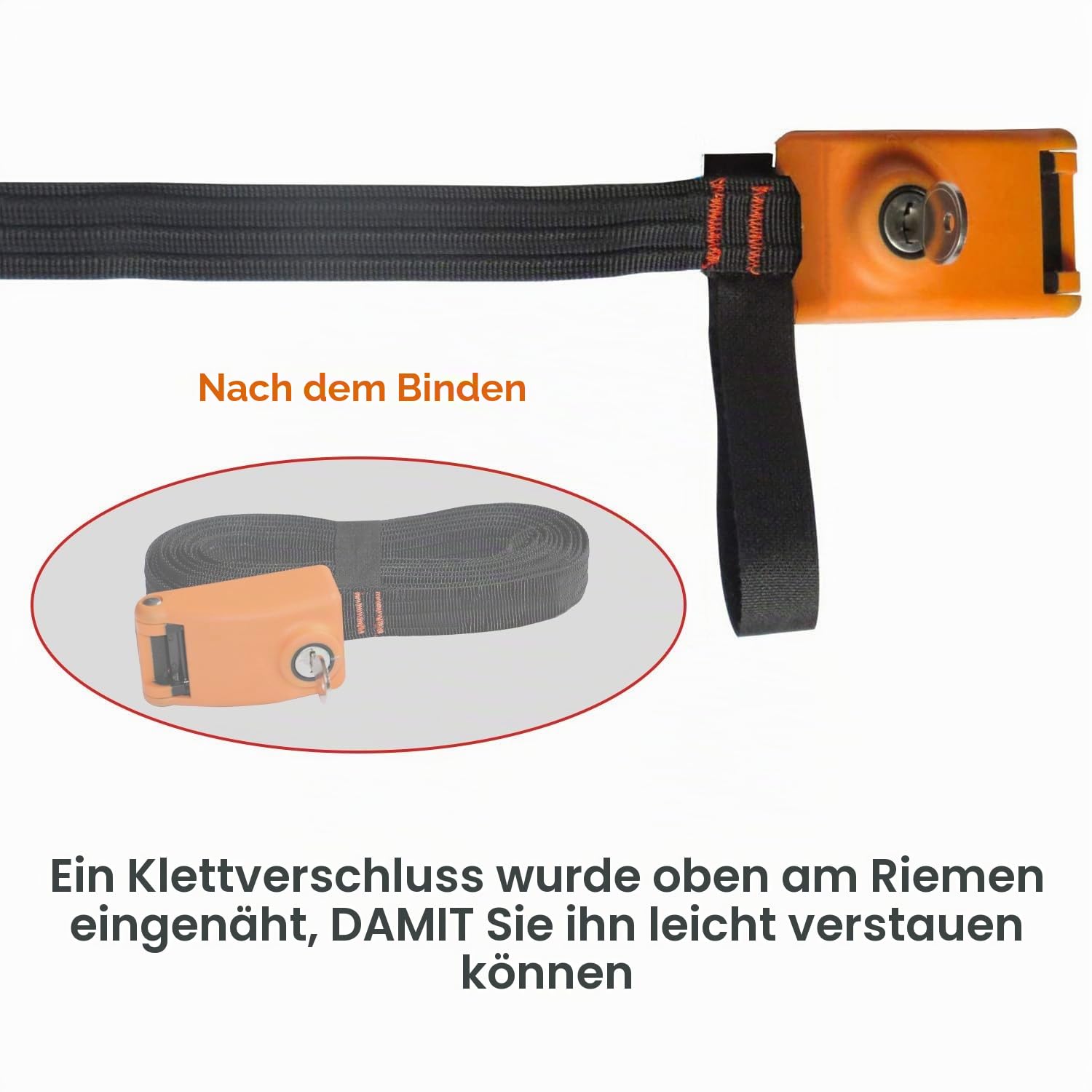 LegendTech-Abschließbarer Spanngurt, 3 m x 25 mm, mit 3 Edelstahlkabeln kann Diebstahl verhindern