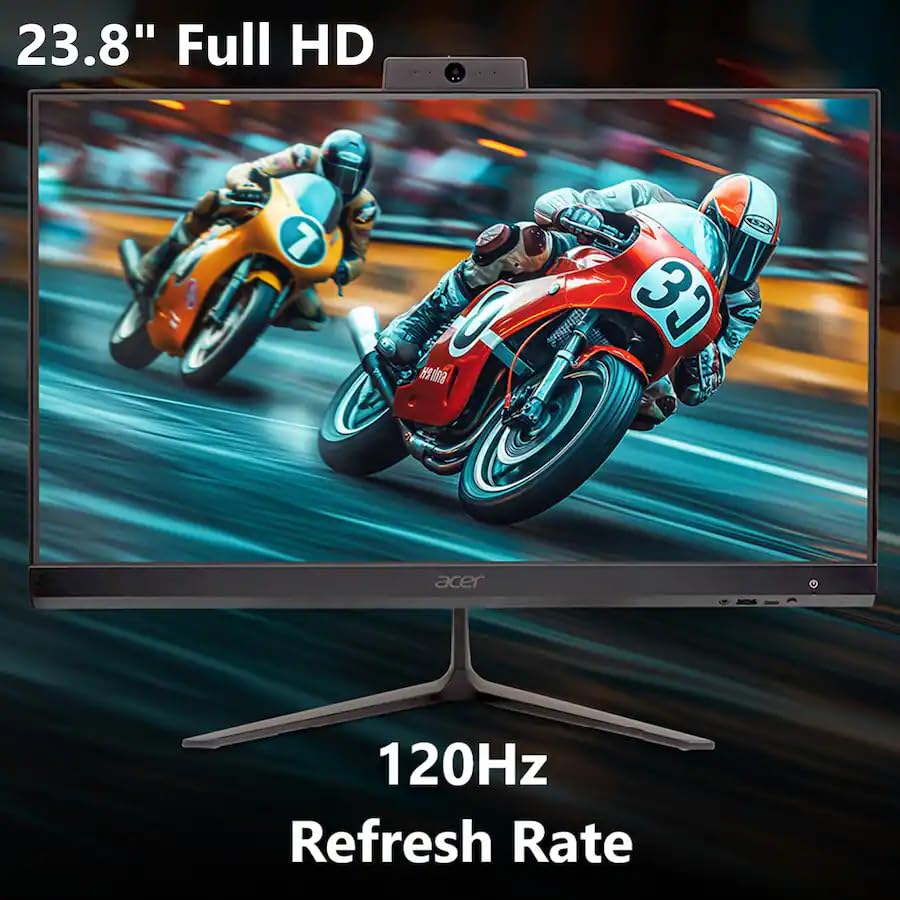 Image of acer Aspire 24 inch All-in-One Desktop Computer • 5-core Intel Core i3-1305U • 32GB RAM • 1TB SSD • Office 365 for The Web • HDMI + DisplayPort, Wi-Fi 6 • Wired Keyboard & Mouse • Windows 11