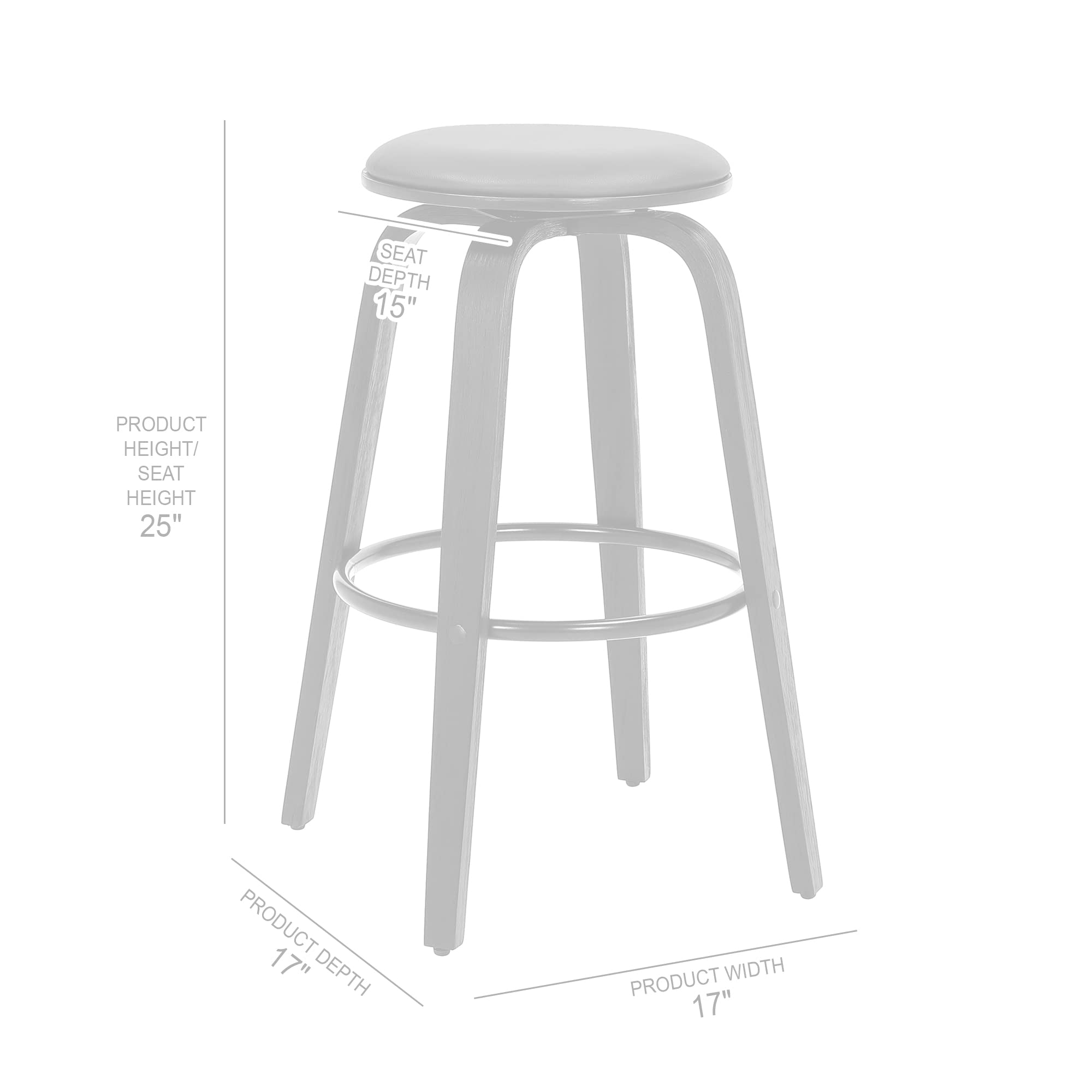 Harbor Mid-Century Taburete giratorio con altura de mostrador sin espalda, marrón/nogal/26 pulgadas 6