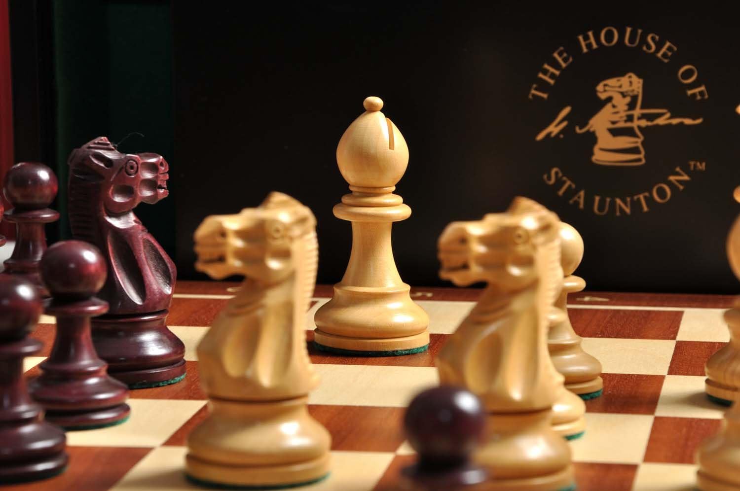 The Library Grandmaster Chess Set, Box, and Board Combination