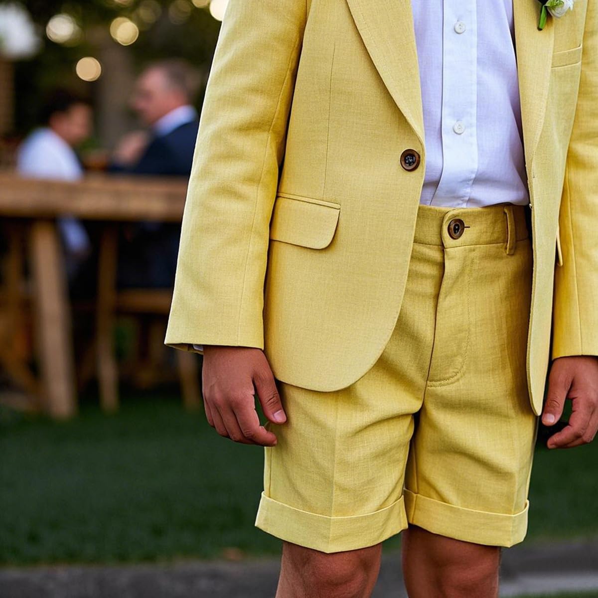 2-teiliges formelles Anzug-Set für Jungen, für Hochzeit, Kinder, Jungen, Leinenanzug-Set für Kinder, Blazer, kurze Hosen