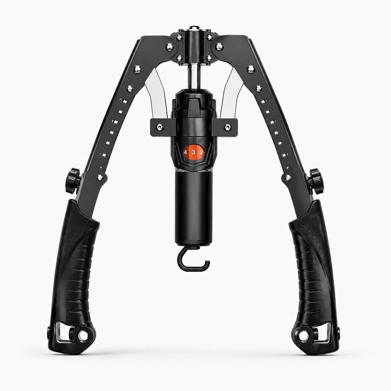 Adjustable Hydraulic Arm Trainer, 2-in-1 Home Gym Strength Training Equipment with Ab Roller Wheels for Upper Body and Core Workouts