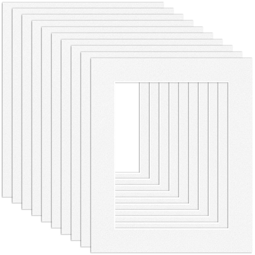 Procut Global 12x10" White Picture Mounts Board to Fit 9x7" Aperture Size - Photo Mount Card Ideal for Prints, Artwork, Crafts & Certificates - Sizes & Colors Available - Pack of 10 — image 1