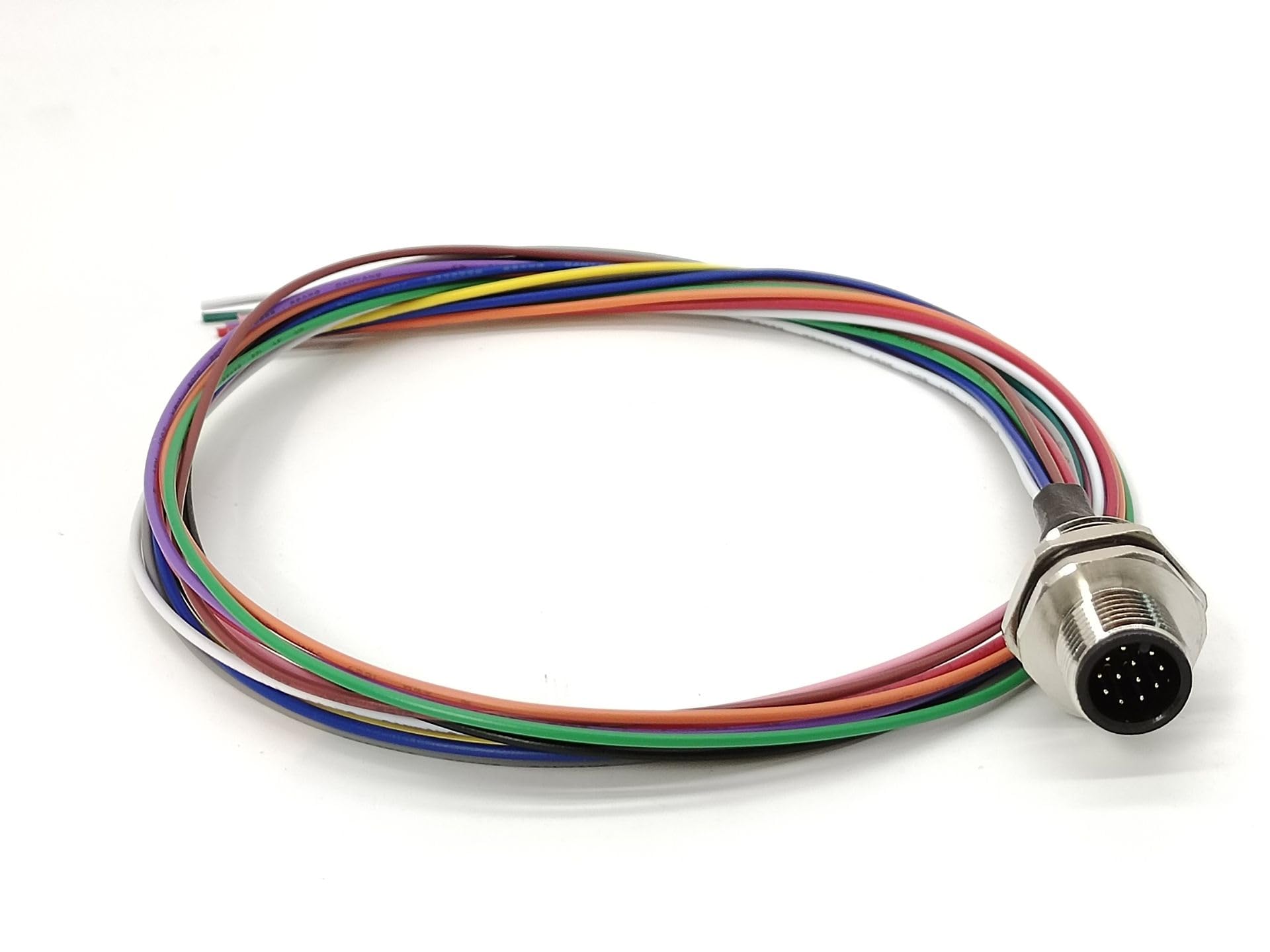 Elecbee 10pcs M12 12 pin Plug Male Panel Mount Connector with Pigtails 50CM Screwed from Back