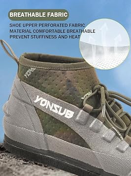Rock Fishing Wading Boots with Felt Sole & Steel Studs Anti-Slip Neoprene Reef Shoes for Men, Quick-Dry Breathable Drainage Shoes for Surf, Jetty, and Sea Fishing