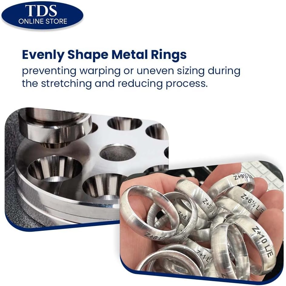 Extra Large Depressions Reducing Plate for Ring Stretchers Dbl Sided Coin Ring Depression Sizes 15/16" to 1 7/16" 17 and 25 Degree