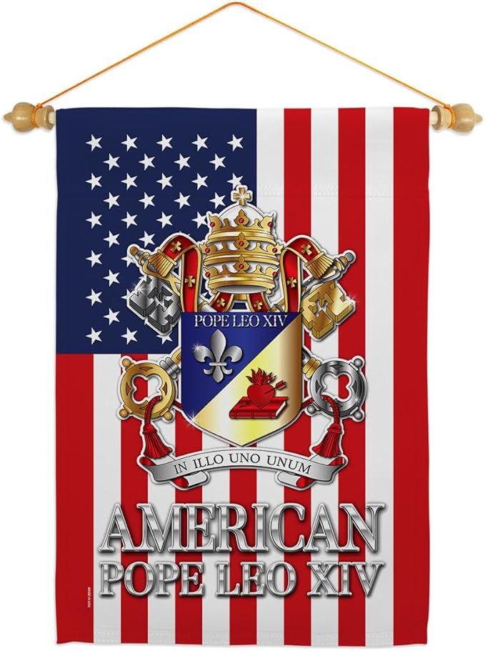 American Wall Scroll Canvas Set Flag Memorabilia Decor Religiou Sign Picture Print Habemus Papam Decorations American Papal Poster Vatican Tapestry Catholic Gifts Made in USA