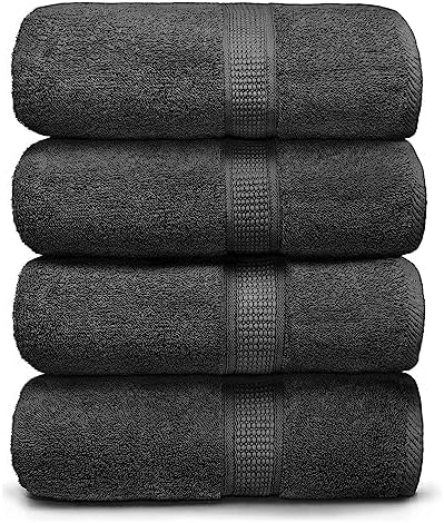 Ariv Collection Premium Bamboo Cotton Bath Towels - Natural, Ultra Absorbent and Eco-Friendly 30" X 52" (Grey)