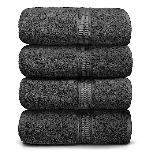 Ariv Premium Bath Towels Pack of 4, 100% Cotton, Large, Super Soft, Highly Absorbent, Quick Dry, Durable, Comfortable, Great Value & Quality, Perfect for Home & Bathroom – Grey